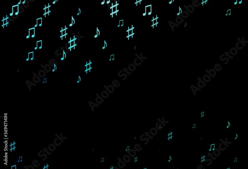 Dark Blue, Green vector texture with musical notes.