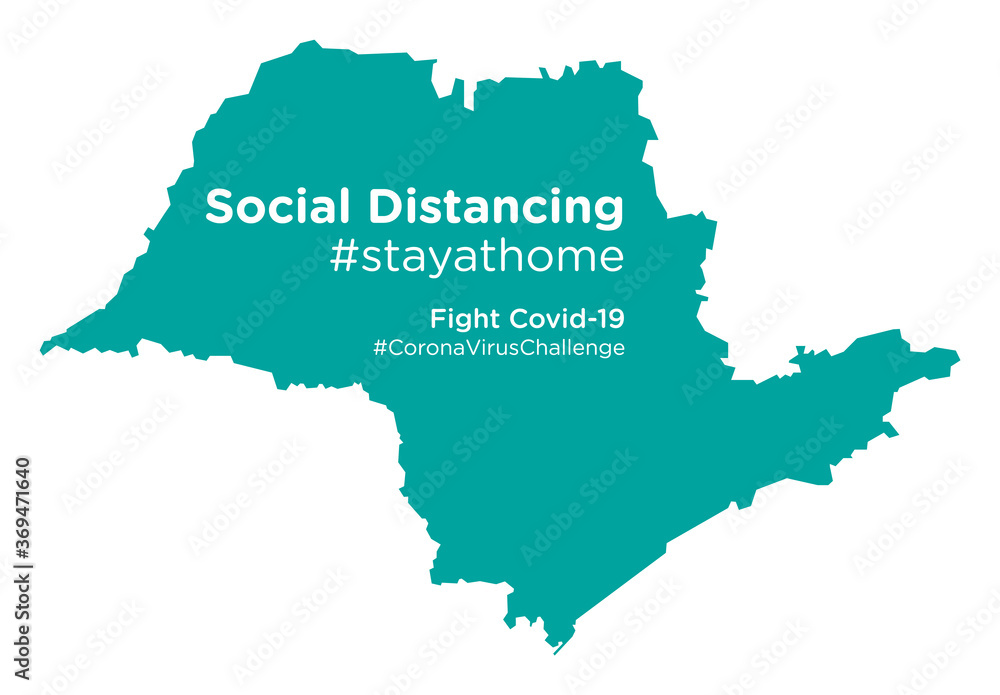 Sao Paulo Brazil map with Social Distancing stayathome tag