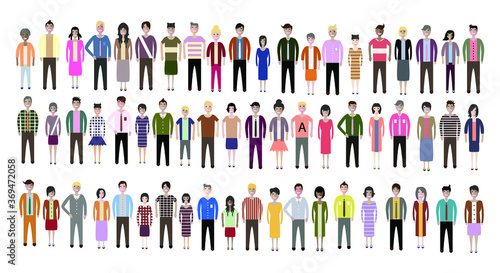 Multiethnic group of working people standing together on white background, diversity and multiculturalism. Set of full body diverse business people. Working man and woman