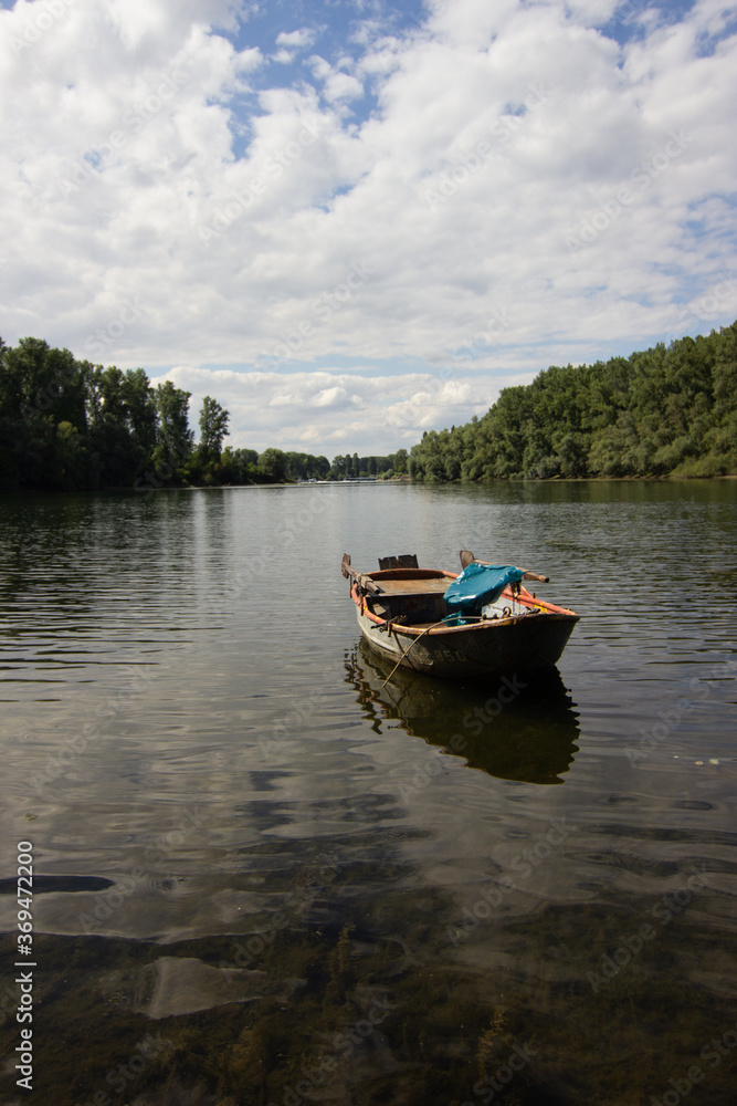 Wooden boat on a river in germany