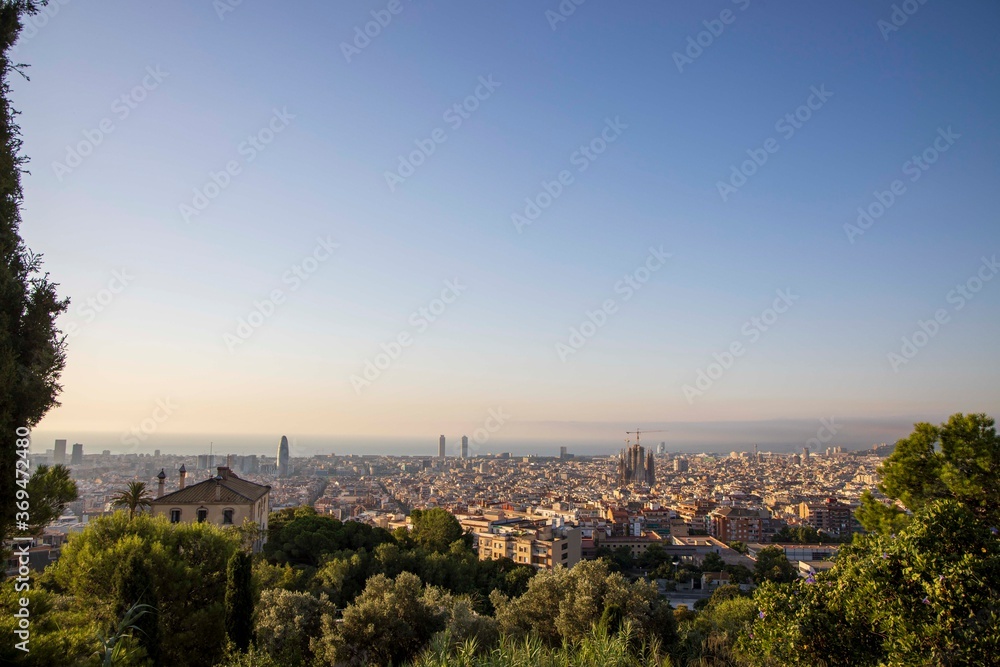 View of Barcelona with blue sky