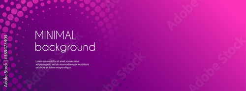 Abstract long banner vector template for social media. Minimal gradient background with halftone circles