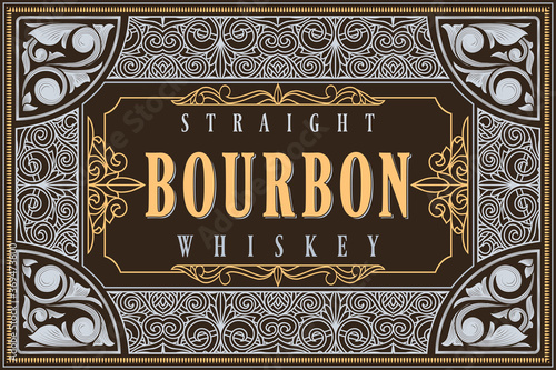 Bourbon whiskey - ornate vintage decorative label