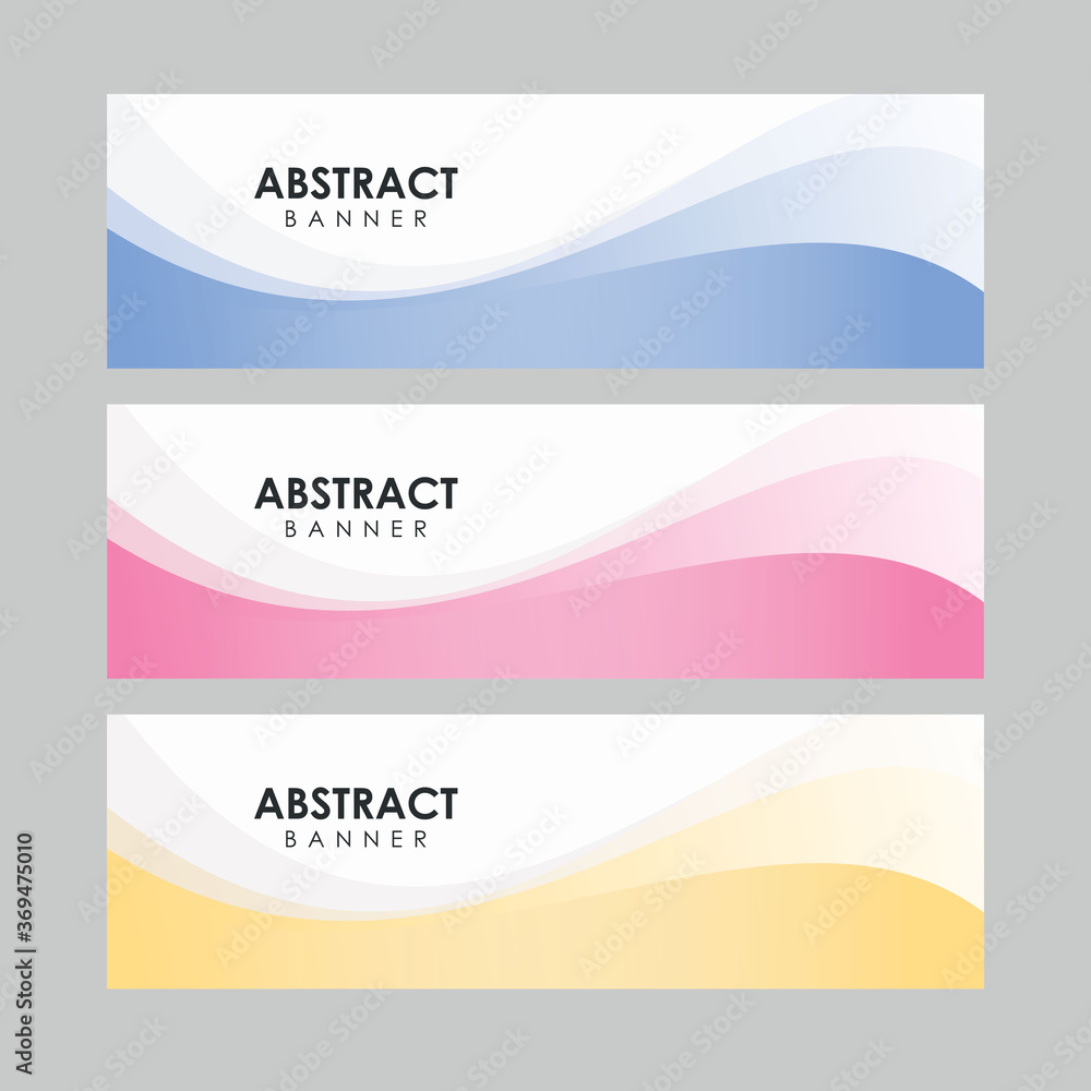 Abstract Clean Stylish Banner Design Template Vector, Professional Modern Graphic Banner Element with Soft Pastel Blue, Pink and Orange Wavy Background