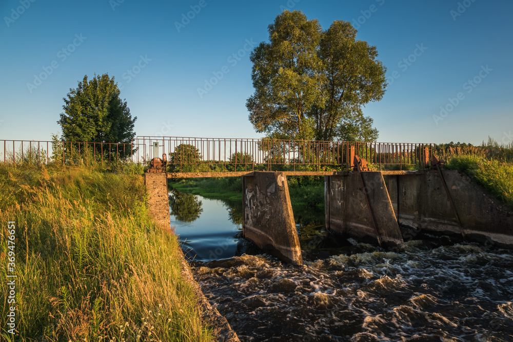 Dam over the Liwiec river near Siedlce, Masovia, Poland