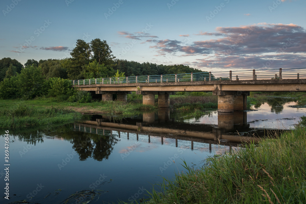 Road bridge over the Liwiec river near Siedlce, Masovia, Poland
