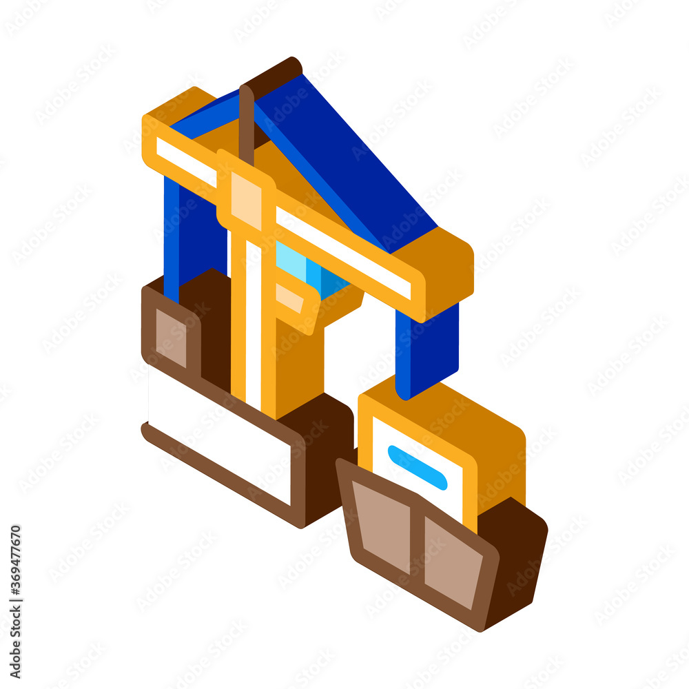 port crane and ship icon vector. isometric port crane and ship sign. color isolated symbol illustration port crane and ship icon vector. isometric port crane and ship sign. color isolated symbol illustration