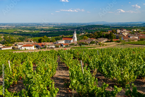 Le village de Chiroubles dans le vignoble du Beaujolais dans le département du Rhône en France