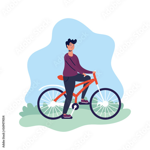 Fototapeta Naklejka Na Ścianę i Meble -  young man in bicycle activity