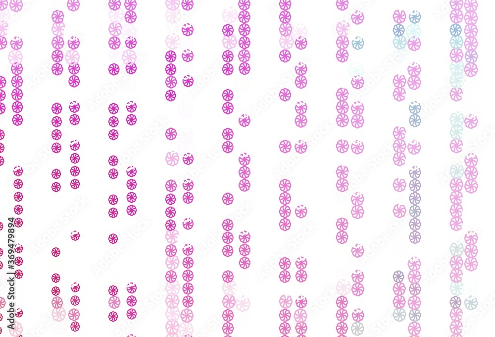 Light Pink vector background with xmas snowflakes.