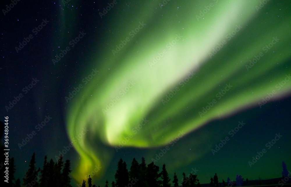 Green northern lights in Fairbanks Alaska 