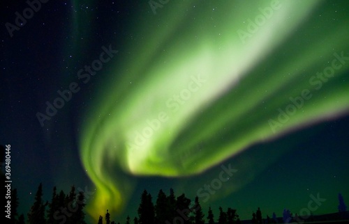 Green northern lights in Fairbanks Alaska 