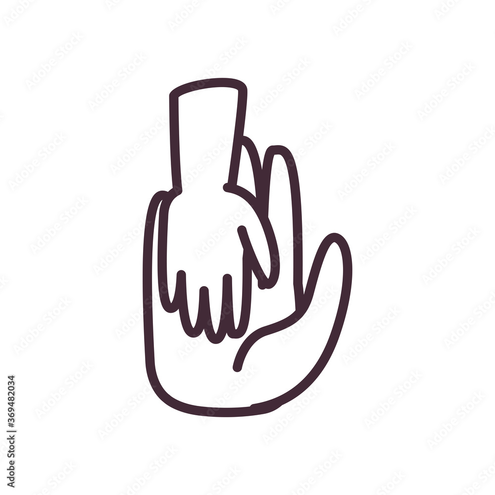 kid hand on volunteer hand line style icon vector design kid hand on volunteer hand line style icon vector design
