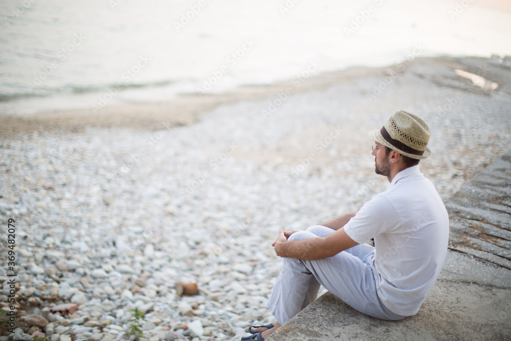 Serenity man at the beach