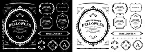 ハロウィンのフレーム素材、ハッピーハロウィン、パーティー、イベント、装飾素材、ビンテージ、アンティーク、ゴージャス、ラグジュアリー