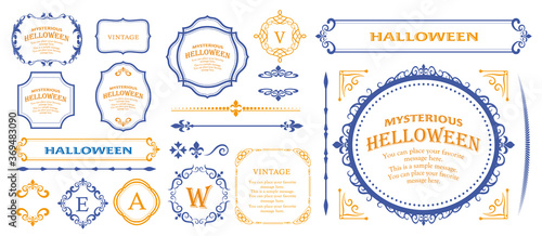 ハロウィンのフレーム素材、ハッピーハロウィン、パーティー、イベント、装飾素材、ビンテージ、アンティーク、ゴージャス、ラグジュアリー