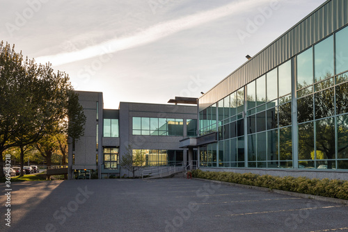 A part of the exterior facade of a generic small business