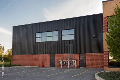 A part of the exterior facade of a generic small business