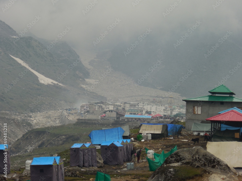 Foggy mountain at kedarnath trek