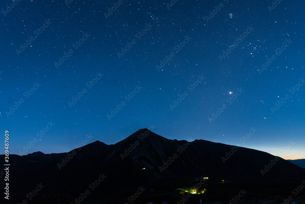 starry night sky on Washibadake Japan