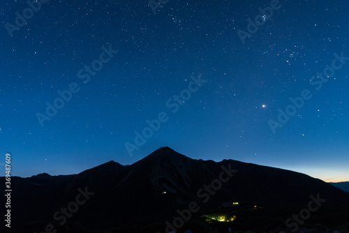 starry night sky on Washibadake Japan