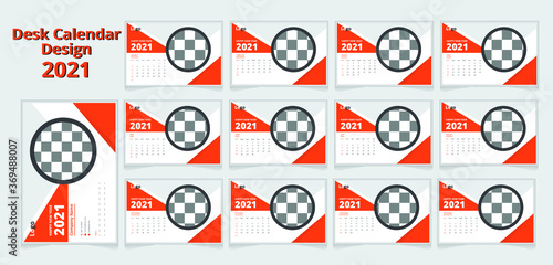 Desk calendar 2021 clean and minimal Premium Vector