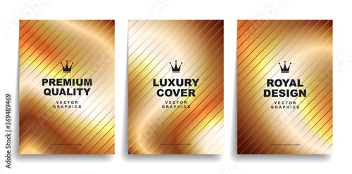 Set of luxury gold designer covers. Premium quality royal style. Vector EPS 10