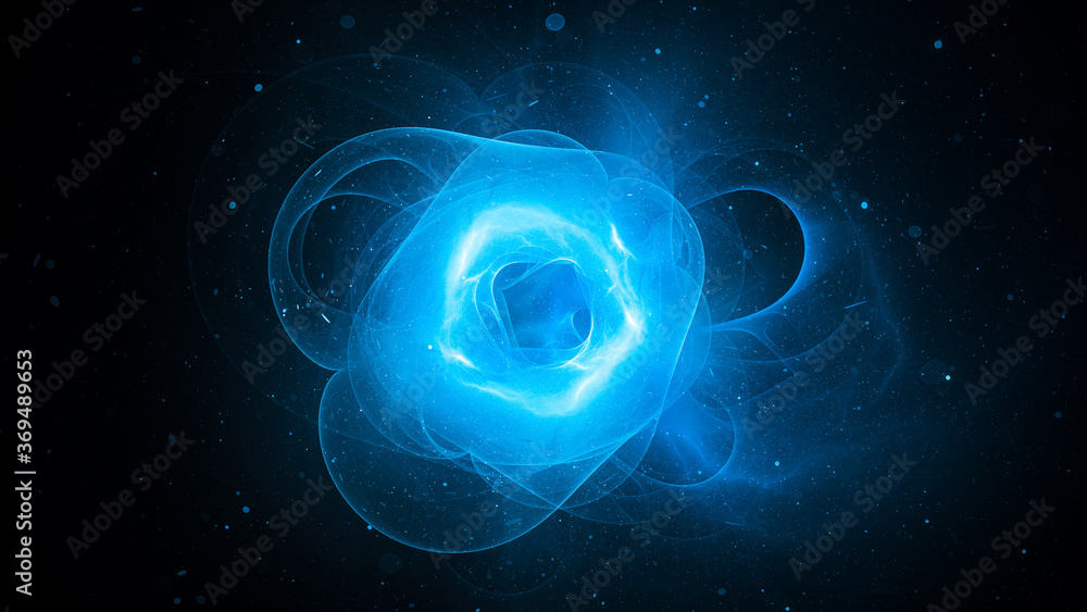 Blue glowing plasma force field in space Blue glowing plasma force field in space