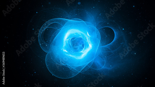 Blue glowing plasma force field in space photo