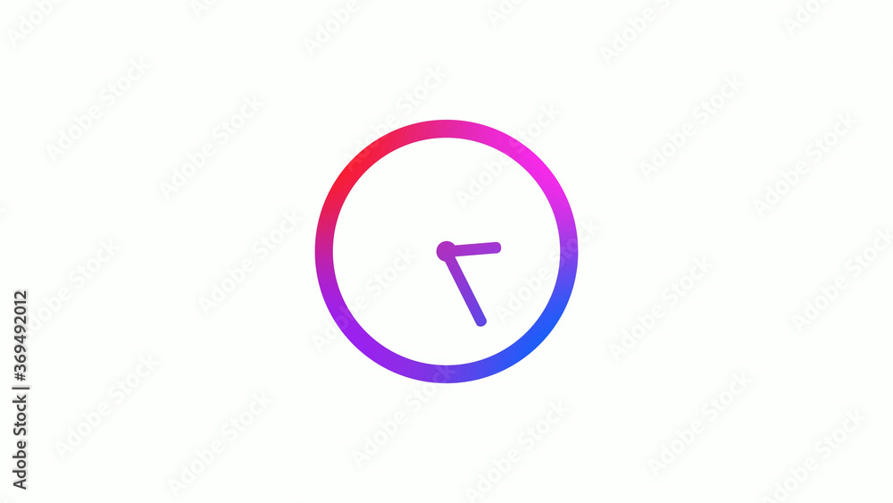 New 4 color gradient 12 hours clock icon on white background New 4 color gradient 12 hours clock icon on white background