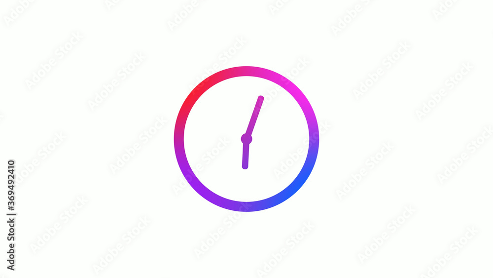 New 4 color gradient 12 hours clock icon on white background New 4 color gradient 12 hours clock icon on white background