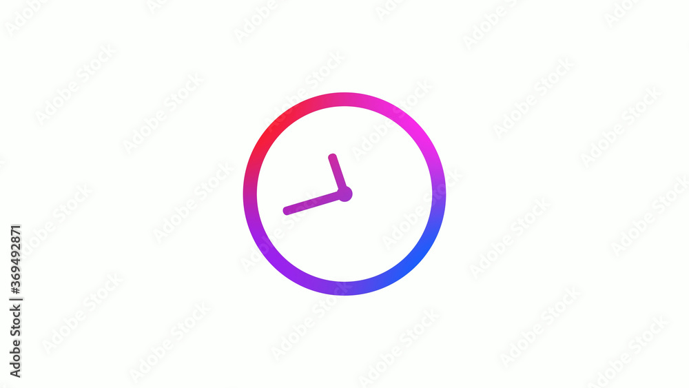 4 color gradient counting down clock icon on white background 4 color gradient counting down clock icon on white background