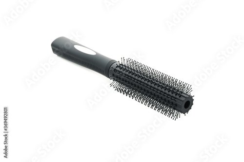 Black hair brush isolated on white background