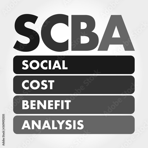 SCBA - Social Cost Benefit Analysis acronym, business concept background