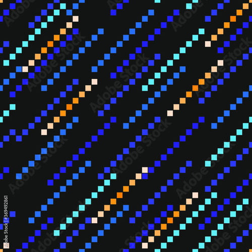 diagonal seamless abstract vector background with blue squares on black background