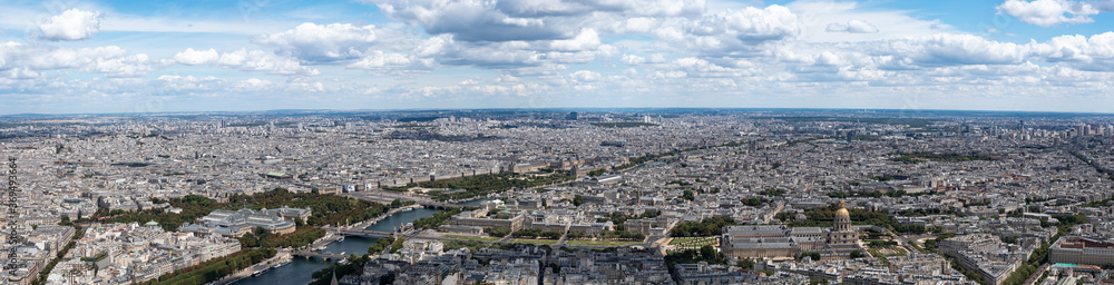 view from Eiffel Tower Paris, France panorama in summer