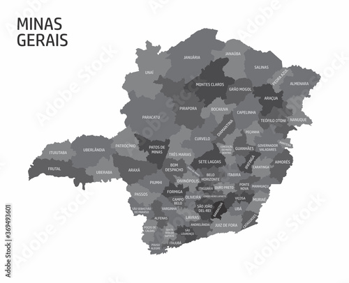 Minas Gerais State regions map