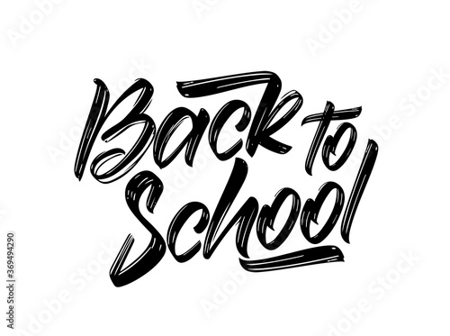 Vector Handwritten calligraphic lettering composition of Back to School on white background