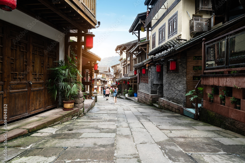 Streets of Nanshan ancient town in Chongqing, China
