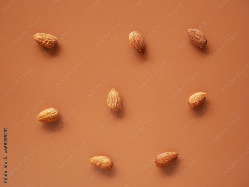 Group Almonds isolated background. Group Almonds isolated background.
