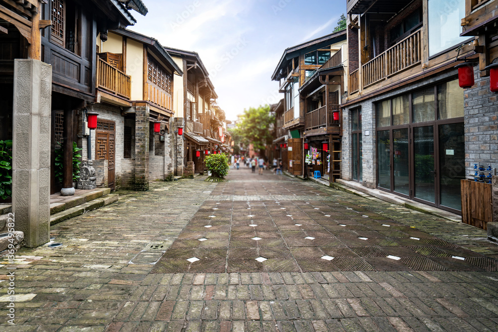 Streets of Nanshan ancient town in Chongqing, China