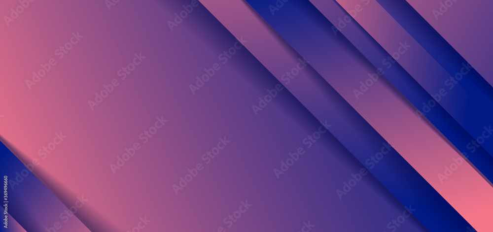 Abstract diagonal stripes blue and pink gradient shape background with shadow paper cut style