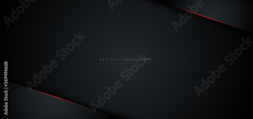 Abstract black metallic with red shiny light layout modern technology design template background