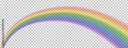 Translucent rainbow arcing from afar to the foreground. Isolated element for Your design. No background. Realistic.