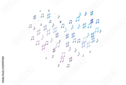 Light Blue, Red vector background with music symbols.