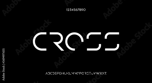 Cross, an abstract futuristic scifi alphabet font typeface design. digital space typography vector illustration photo