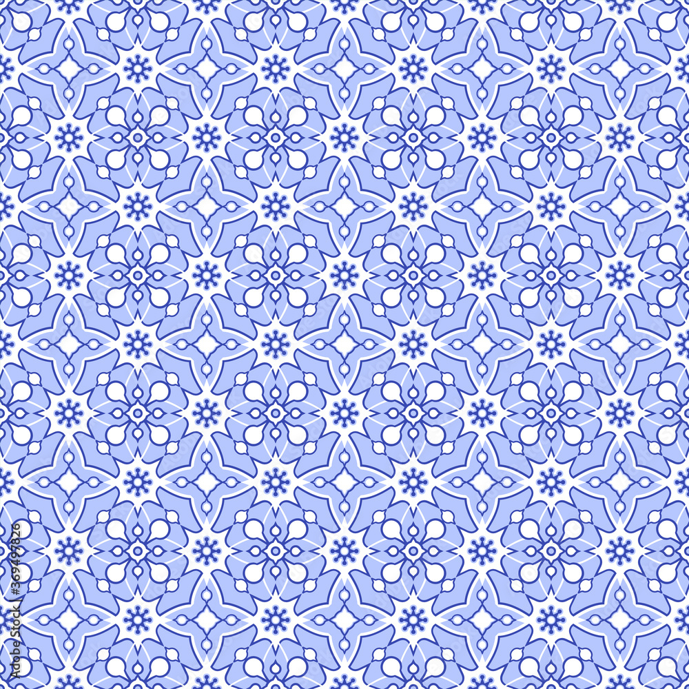 Floral seamless eastern style pattern. Geometric ceramic design tile. Vector. Floral seamless eastern style pattern. Geometric ceramic design tile. Vector.