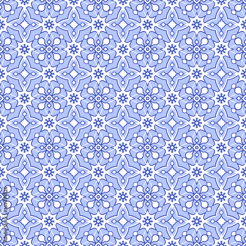 Floral seamless eastern style pattern. Geometric ceramic design tile. Vector.