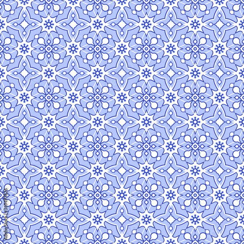 Floral seamless eastern style pattern. Geometric ceramic design tile. Vector.