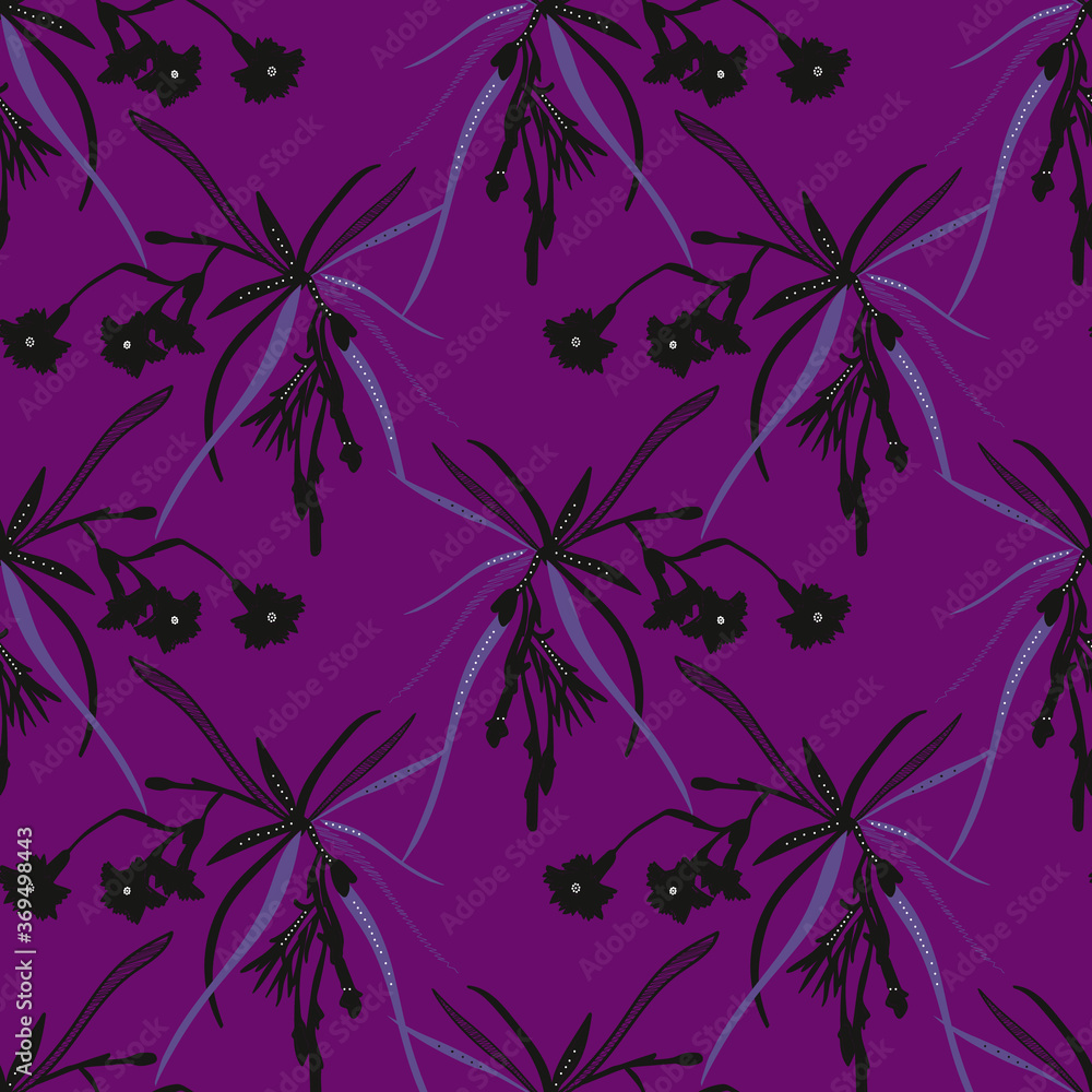 Carnation flowers .Vector.Seamles pattern. Image on a white and colored background.